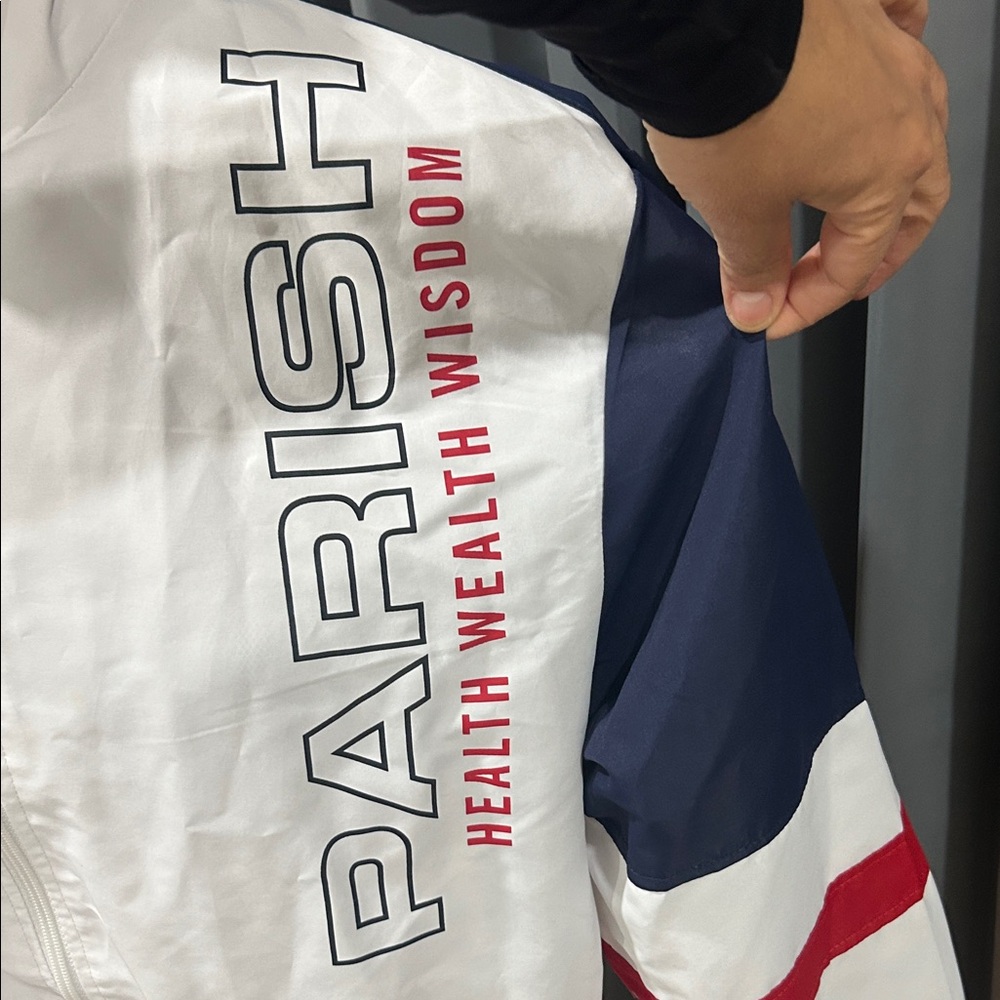 Parish Nation Men's Windbreaker Jacket - White and Blue - Picture 5 of 5